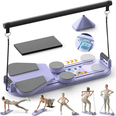 New Home Fitness 6-in-1 Reformer Pilates Machine Steel Push-Up Plate Ab Wheel Roller Household Sports Equipment for Home Use