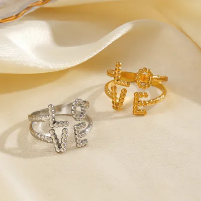 European and American Fashion Trend: 18K Gold-plated Lvoe-Designed Open-End Ring, Perfect as a Holiday Gift or for Everyday Wear