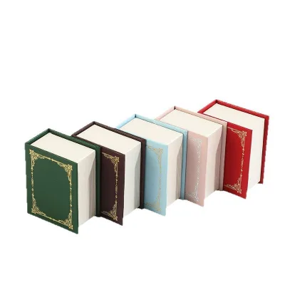 Vintage Mini Luxury Book-shaped Jewelry Box with Portable Design for Ring and Pendant Storage Gift Packaging