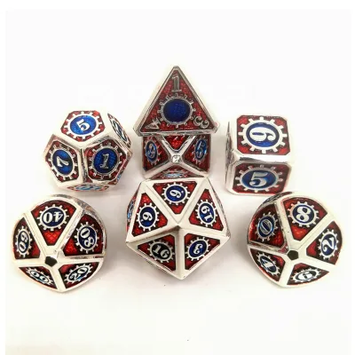 Ancient Silver Edge 7 Pieces Metallic Die Dungeons D D Metal Custom Dice Sets