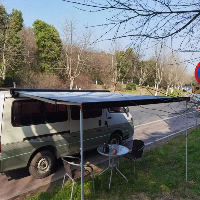RV Awning Manufacturer Retractable Campout Cassette Manual Sunshade Awning with PVC Fabric for Campervan Trailers