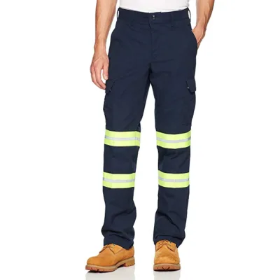 HBC Wholesale Outdoor Construction Medium Tube Slim Fit Cotton Construction Site Warning Reflective Strip Work Pants