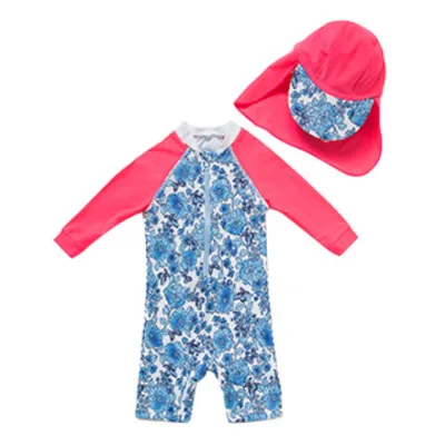Baby & Toddler Swimsuit Girls Short Sleeve One-Piece Bathing Suit with UPF 50+ Sun Protection