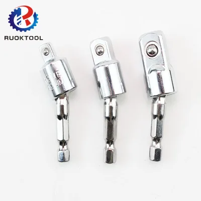 1/2" 1/4" 3/8" CRV 360 Degree Rotatable Hex Shank to Square Drive Impact Socket Adapter