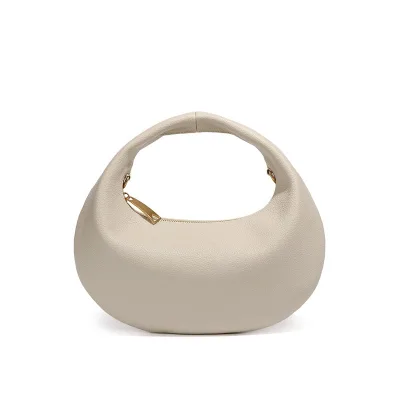 Hand-held Dumpling Bag PU Crescent Waterproof Zipper Closure Fashion Lady Small Portable Crossbody Shoulder Bag