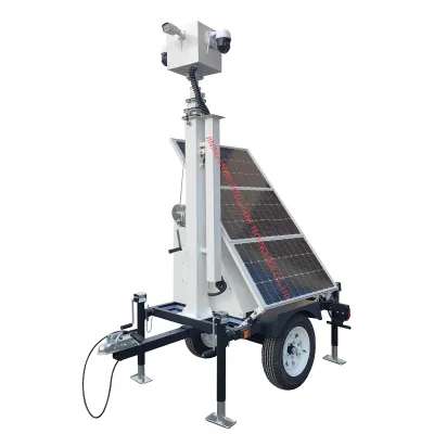 Mobile Surveillance Trailer Security Camera Tower IP65 Rating 300W Solar Power 12V120Ah Battery for Sports Stadiums Open Pit