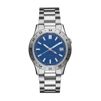 Men's Automatic GMT Watch 40mm Stainless Steel Sapphire Crystal 24H Bezel Waterproof Wristwatch for Business Casual