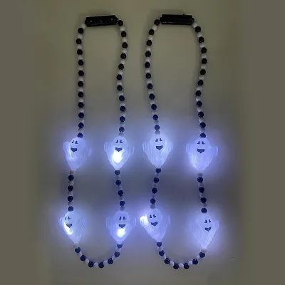 Festive LED Necklace Halloween Skull Pumpkin Bat Ghost AG13 Battery-Powered with Flashing Modes Indoor Party Favors Decorations