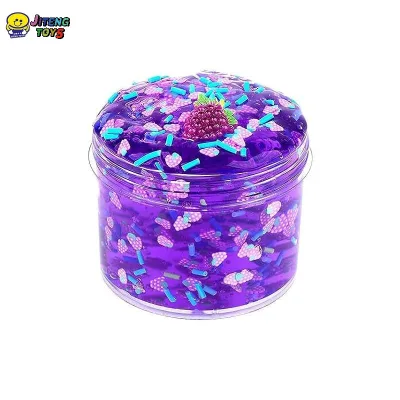 JITENG Wholesale Non-toxic Slime Explosion Sliced Fruit and Animal Cartoon DIY Toy Mud Jelly Cube Clear Slime Pack Crunchy