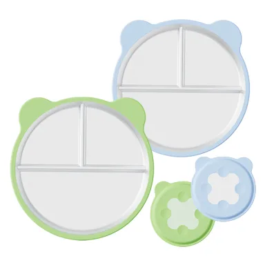 Stainless Steel Baby Suction Plates Divided Toddler Plate for Baby Non-Slip Toddler Baby Feeding Set Dishwasher Safe