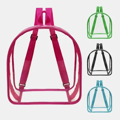 Transparent PVC Candy Backpack with for Pink String Handle Stylish Fashion Plastic Backpack