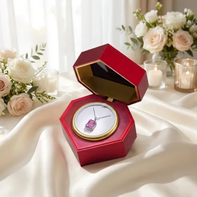 Diamond Square Shaped Rotatable Jewelry Gift Box Video Playback LED Music Magnetic Closure Fashionable Valentine's Day Packaging