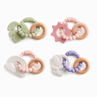 Silicone Baby Teething Wristband Bangle Toy Grasping Anti-Finger Sucking