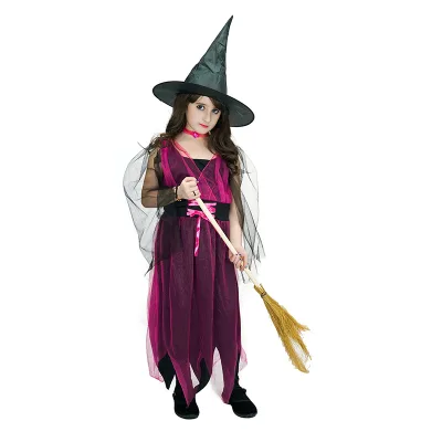Wholesales Halloween Party Cosplay Witch Costume Lovely Witch Costumes With Hat for Girls