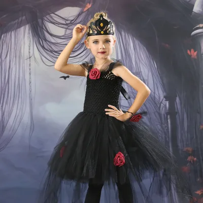 Zombie Ghost Bride Girls Cosplay Costume Halloween Long Train Puffy Dress Polyester Performance Clothes