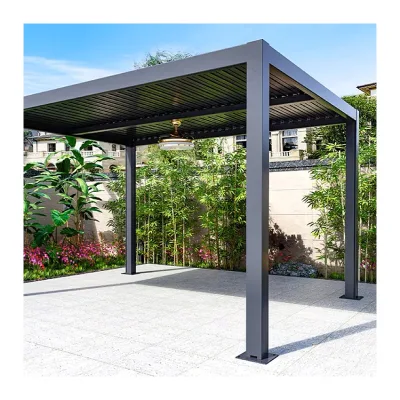 Modern Minimalist Aluminum Pergola Quiet Luxury Sun Shade Louvered Gazebo Manufacturer Custom