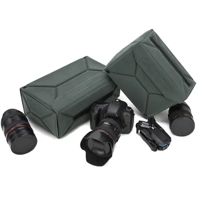 Multi-functional Nylon Zipper Closure Foldable Camera Inner Bag Multiple Combinations for Multi-Purpose Storage One Camera Two