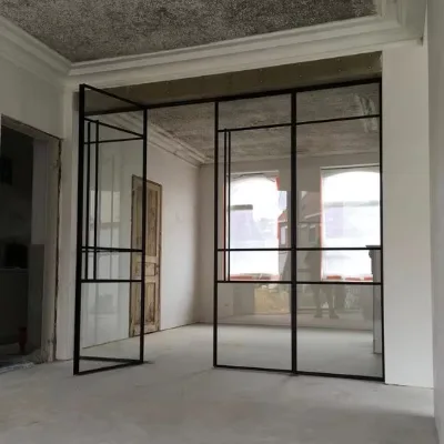 Black Steel Window Fixed Door Energy Effective All-Colors Double Hung Design Sliding Open Style Soundproof Function Iron