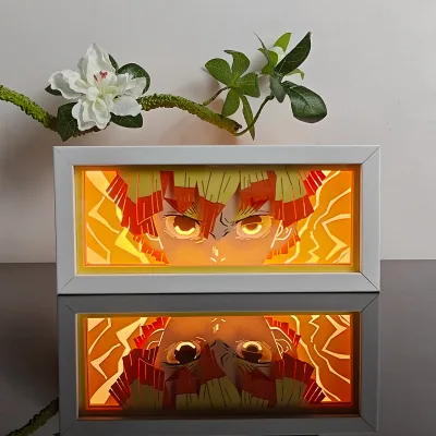Demon Slayer RGB 7 Color Anime LED Light Box USB Charging Desktop Decoration Picture Frame Table Lamp Hot Creative Gifts