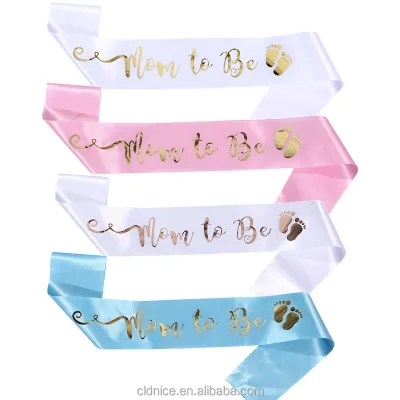 Nice Mom Be Baby Shower Decorations Halloween Christmas Gender Reveal Newborn Baby Sprinkle Sash Gold Glitter Lettering Bow Belt