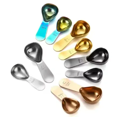 Stainless Steel Coffee Scoop Set 1&2 Tablespoon 15ml 30ml Exact Measuring Spoons for Coffee