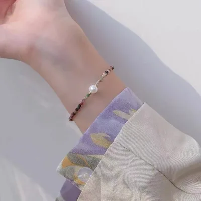 Simple Personality Candy Tourmaline Freshwater Pearl Bracelet for Women Trendy Gift