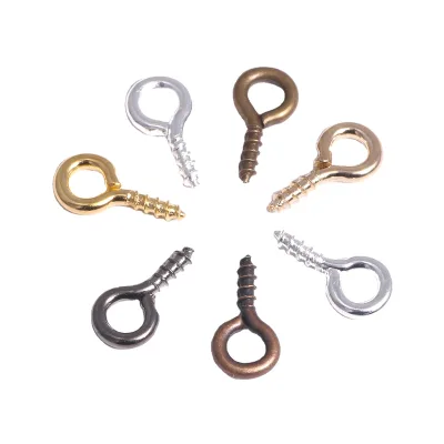 Small Tiny Mini Eye Pins Eyepins Hooks Eyelets Screw Threaded Gold Silver Clasps Hooks Jewelry Findings for Making DIY 8x4