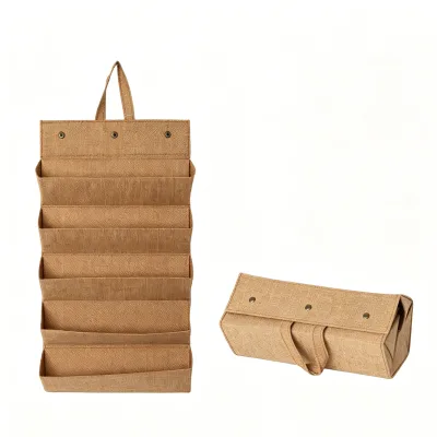Foldable Linen Storage Box with Cardboard Insert 43*26.5cm 5-layer Wall Mounted Clothing Organizer for Closet Underwear Socks