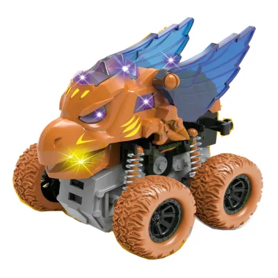 2024 New Dual Friction Mini Toy Car Cartoon Plastic Car for Toddlers 1-3 with Lights & Sound Dinosaur Friction Mini Car