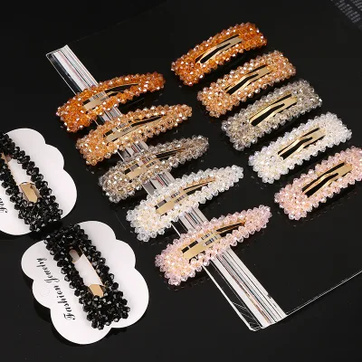 Rhinestone Hair Clips, Snap Barrettes for Women, Water Drop Crystal Hairs Barrettes, Bling Metal Snap Rhinestone Hairpins gift
