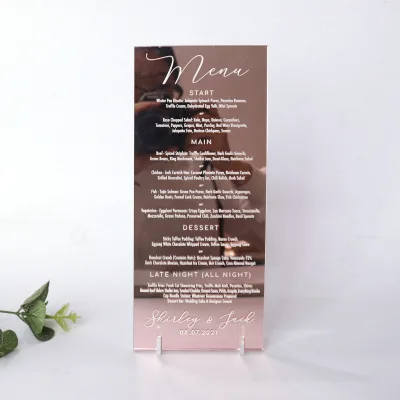 Factory Price Custom Color Size Shape Table Number Acrylic Menu