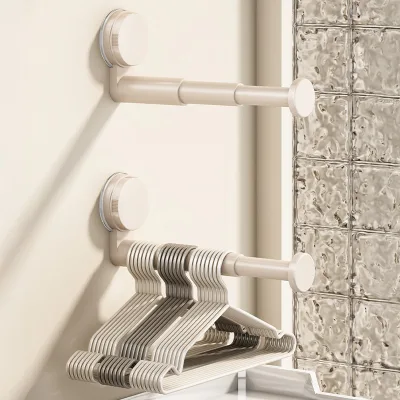 Laundry Room Suction Cup Clothes Rack Storage Tool Multifunctional Home Hook Retractable No-drill Wall-mounted Traceless 1 Tier