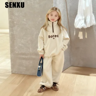 Girls' Fashionable Retro Winter Warm Casual Suit