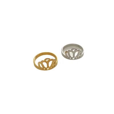 Unique Modern Design Titanium Steel Jewelry Crown Rings Trend Gold Plated Latest Gold Crown Ring Designs
