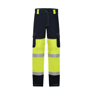 EN High Visibility Multi-Norm Work Pants Yellow/Navy Flame Retardant Pants Safety Workwear for Oil Gas Welding
