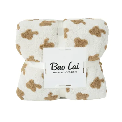 Soft Print Blankets, Fleece Velvet Blanket Sofa Blanket Warm, Travel Blankets Double-Side Throw Blanket(Light Coffee)