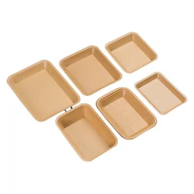Craft Paper Rectangular Embossed Plates Eco-friendly Disposable Food & Salad Serving Tableware