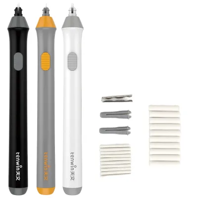 TENWIN 8302 Non-dust Two Refills 5&2.3mm Sketching Drawing Art Highlight Electric Eraser Pen Set with Replace Rubber by Battery