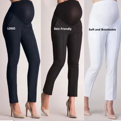 Soft and Comfortable Maternity Trousers Skin Friendly Pants High Waist Pregnancy Leggings Seamless Belly Wrapped Pants for Women