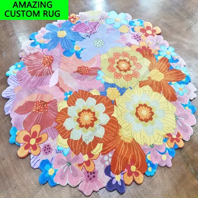 Custom Colorful 3D Handmade Luxury Rugs with High Pile & Pet Friendly Custom Photo Tufted Anti-Slipped Carpets for Home Decor
