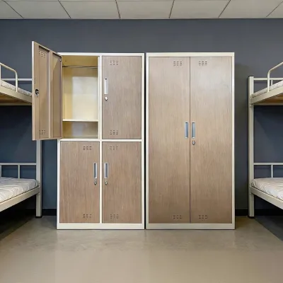 Wholesale Eco-Friendly Durable Wood Grain Transfer Steel Wardrobe Locker for Hospital Supermarket Warehouse