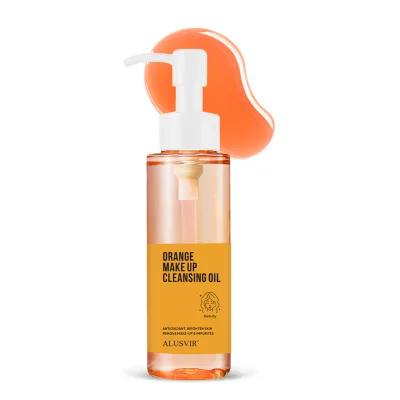 OEM Custom Label Organic Orange Makeup Removing Oil Brighten Face Eye Lip Cleanser Wholesale Facial Cleanser Makeup Remover
