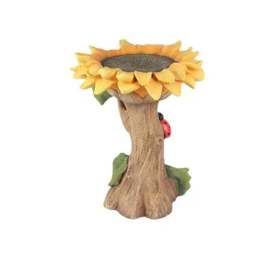 Eco-friendly Resin Sunflower Bird Waterer Gardening Ornament Crafts