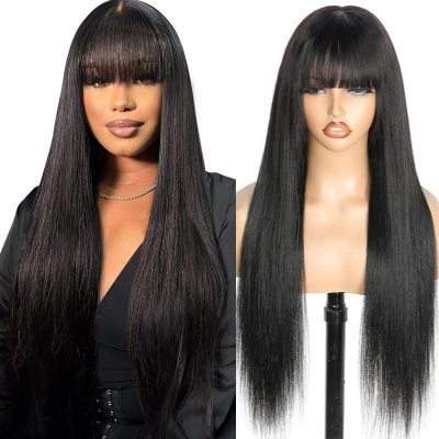 Europe and the United States African Wig Mechanism Bangs Long Head Cover Black