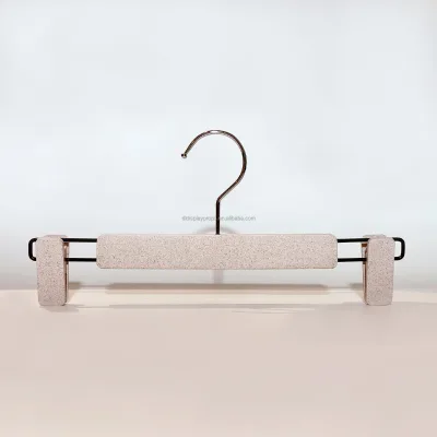 Oatmeal Color Plastic Plating Pants Hanger Custom Logo Metal Clips Durable Water Resistant Eco-Friendly Non-Slip Design for