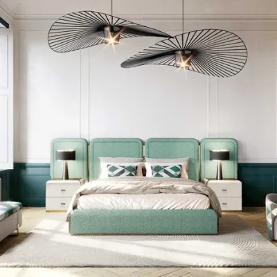 High End Beauty Green Queen Villa Bed Minimalist Luxury Bedroom Modern Comfortable king Size Bed Set Beds Luxury