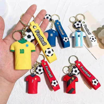 Outdoor Sports 2026 Football Tournament Keychain Football Jersey Charm Car Keyring Doll Bag Pendant Custom DIY Multi-material
