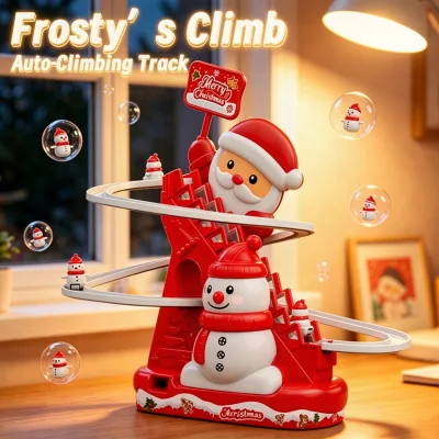 Hot Selling Santa Claus Automatic Climb Stairs Electric Slide Track Toy, Kids Christmas Gift