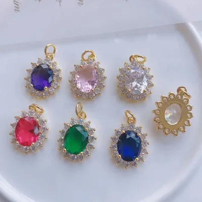 lux faceted big rhinestone shiny zircon surrounding design necklace charms jewelry pendants