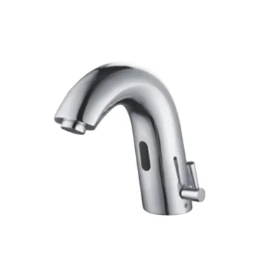 Factory Wholesale High Quality Modern Single Deck Mounted Chrome Finish Cold Hot Water Induction Faucet Automatic Closing Brass